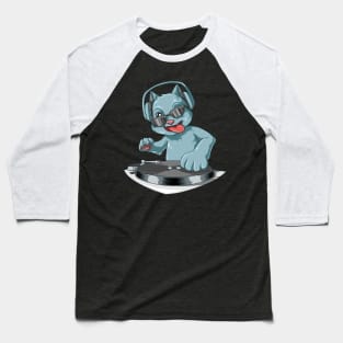 DJ Cat with headphones at the turntables Baseball T-Shirt